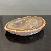 AN AGATE AND SILVER DISH