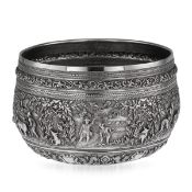 A 19TH CENTURY BURMESE SOLID SILVER BOWL C. 1880