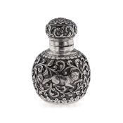 A 19TH CENTURY INDIAN KUTCH SOLID SILVER SCENT BOTTLE, OOMERSI MA, C. 1890