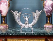 AN EARLY 20TH CENTURY SILVER DOUBLE VASE, GERMAN, C. 1902