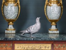A 19TH CENTURY SILVER LIFE-SIZE MODEL OF A WOOD PIGEON, GERMANY, C. 1890