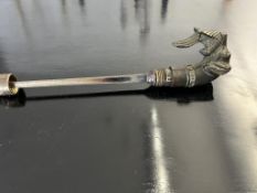 A LATE 19TH CENTURY BRONZE DOG SWORD STICK