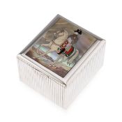 DUNHILL: A SILVER, 18CT GOLD AND MOTHER OF PEARL BOX C. 1950