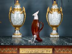 A SPANISH SILVER AND AMBER GLASS WINE DECANTER FORMED AS BIRD, MARK OF DIONÍSIO GARCÍA, MADRID