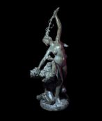 HENRI DESIRE GAQUIE (1858-1927): A VERY LARGE BRONZE GROUP OF THE ABDUCTION OF A NYMPH
