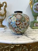 A FLORAL DECORATED GLAZED POTTERY VASE