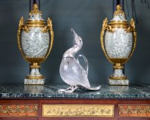 AN EXCEPTIONAL 19TH CENTURY STERLING SILVER MOUNTED DUCK CLARET JUG, LONDON, C. 1892