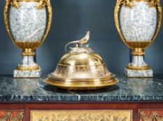 CHRISTOFLE: A 19TH CENTURY GOLD PLATED MEAT DISH AND COVER