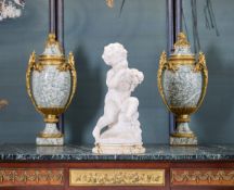 A FINE 19TH CENTURY MARBLE FIGURE OF A PUTTO