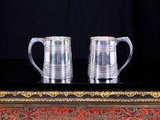 A PAIR OF GEORGE III STERLING SILVER MUGS, LONDON, C. 1795, MARKED FOR PETER & ANN BATEMAN