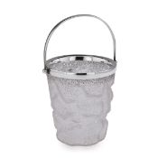 A 19TH CENTURY SOLID STERLING SILVER AND GLASS ICE BUCKET C. 1896