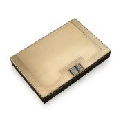 CARTIER: A LARGE ART DECO GOLD, DIAMOND AND SAPPHIRE MOUNTED COMPACT C. 1936