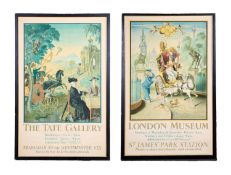 REX WHISTLER (1904-1944) : A PAIR OF ORIGINAL POSTERS, LONDON MUSEUM / TATE GALLERY C.1928