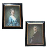 A PAIR OF LATE 19TH / EARLY 20TH CENTURY PASTEL PORTRAITS OF MR & MRS PAYNE