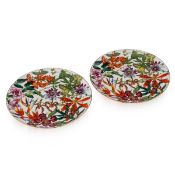 HERMES: A PAIR OF PASSIFOLIA PORCELAIN AND GOLD DINNER PLATES