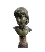 AN EARLY 20TH CENTURY ITALIAN BRONZE BUST OF A BOY