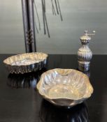 TWO ITALIAN SILVER BOWLS AND A PEPPER GRINDER
