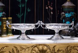 A LARGE PAIR OF 19TH CENTURY DUTCH SILVER BOWLS