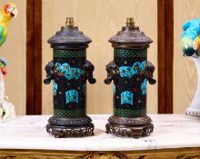 A PAIR OF MEIJI PERIOD JAPANESE CLOISONNÉ VASES MOUNTED AS LAMPS C. 1880
