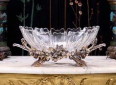 CHRISTOFLE: A FINE LATE 19TH CENTURY SILVERED BRONZE AND CUT GLASS CENTREPIECE