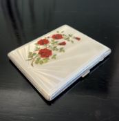 A STERLING SILVER GILT AND ENAMEL CIGARETTE CASE, C. 1960