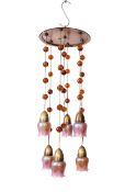 A RARE EARLY 20TH CENTURY IRIDESCENT GLASS CEILING LIGHT IN THE MANNER OF LOETZ