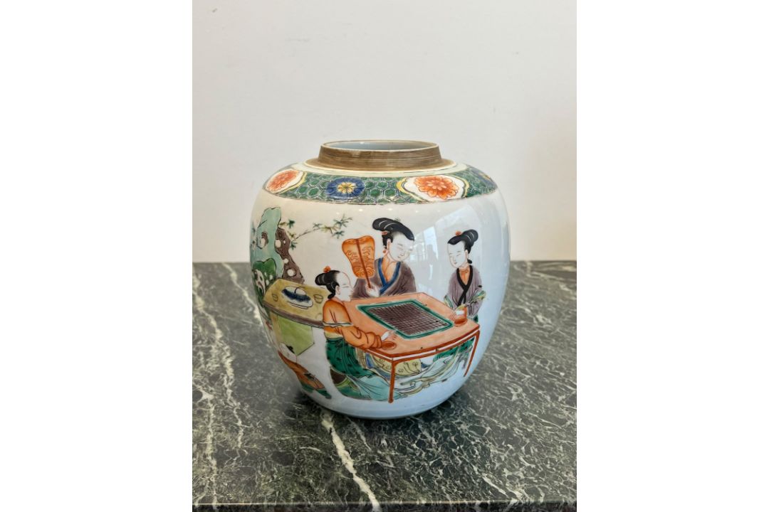 A CHINESE KANGXI FAMILLE VERTE PORCELAIN TEA JAR - Image 7 of 13