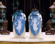 A PAIR OF LIMOGES PATE SUR PATE STYLE PORCELAIN VASES BY C. THARAUD C. 1930
