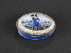 NELSON INTEREST: AN EARLY 19TH CENTURY SOUTH STAFFORDSHIRE ENAMEL PATCH BOX