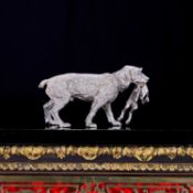 A SILVER MODEL OF A HOUND, SPANISH, 20TH CENTURY