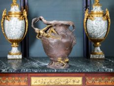 HENRI HONORE PLE (FRENCH, 1853-1922): A BRONZE FIGURAL VASE OF MARINE THEME