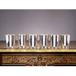 A SET OF SIX STERLING SILVER AND SILVER GILT BEAKERS, LONDON, C. 1987