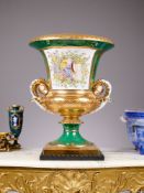 A LARGE PORCELAIN CAMPANA URN IN THE STYLE OF THE GARDNER MANFACTORY