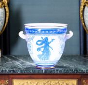 BACCARAT: A RARE 19TH CENTURY OPALINE AND BLUE OVERLAY GLASS ICE PAIL C. 1867
