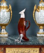 A SPANISH SILVER AND AMBER GLASS WINE DECANTER FORMED AS BIRD, MARK OF DIONÍSIO GARCÍA, MADRID