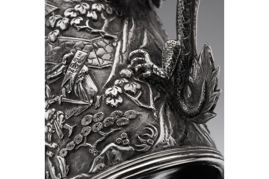 A RARE CHINESE EXPORT SOLID SILVER DRAGON MUG, SHAN JI C. 1900 - Image 11 of 25