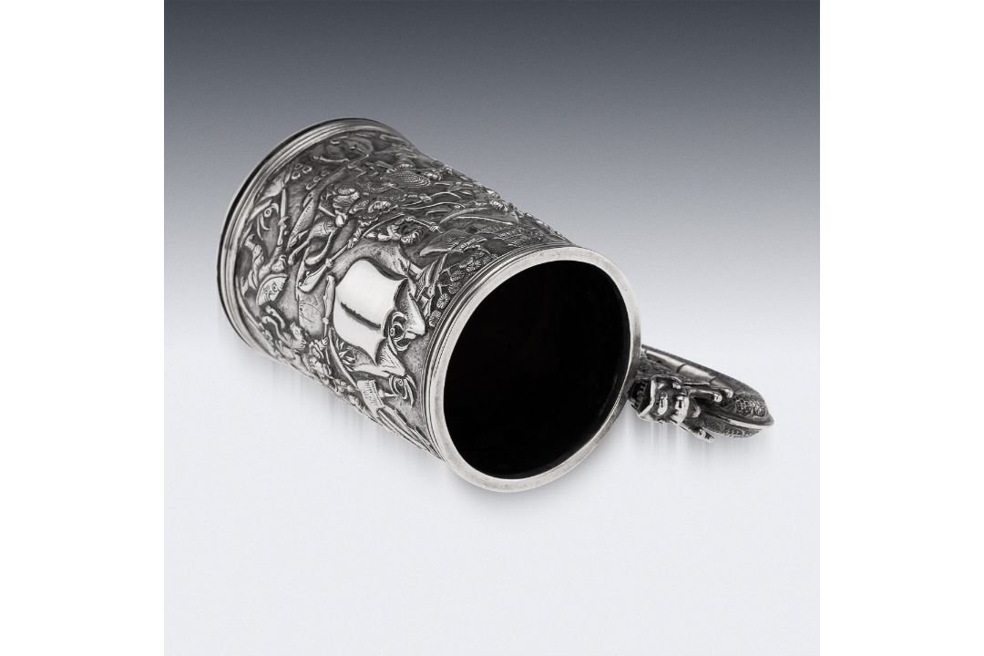 A RARE CHINESE EXPORT SOLID SILVER DRAGON MUG, SHAN JI C. 1900 - Image 14 of 25