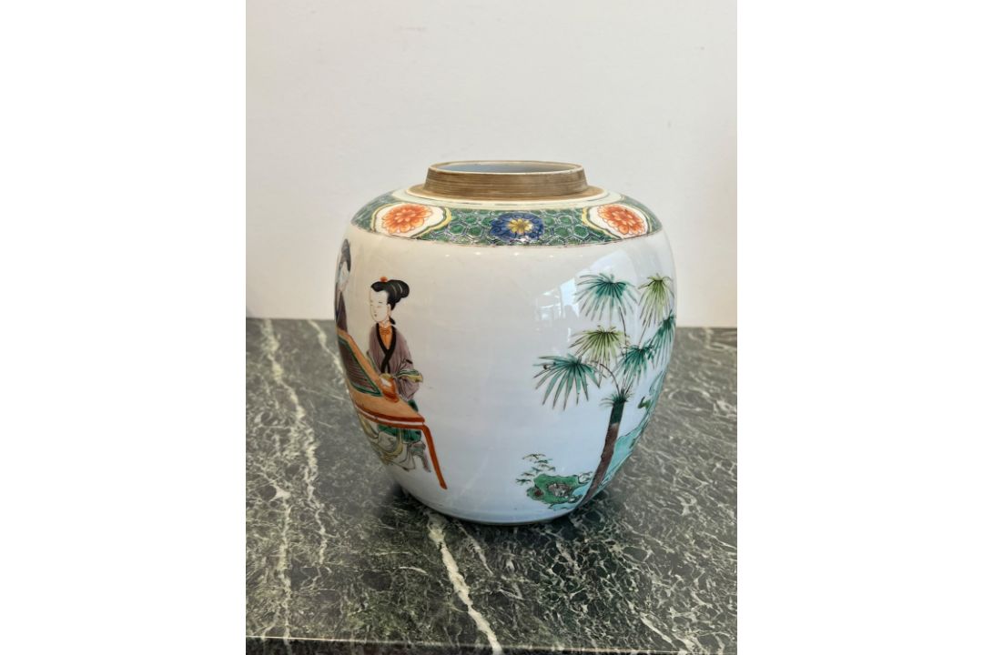 A CHINESE KANGXI FAMILLE VERTE PORCELAIN TEA JAR - Image 8 of 13
