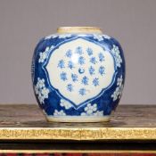 A CHINESE KANGXI PERIOD BLUE AND WHITE PORCELAIN JAR
