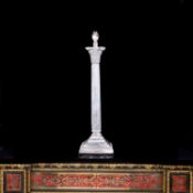 A STERLING SILVER CORINTHIAN COLUMN LAMP BASE BY WALKER & HALL