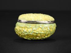 A RARE MID 18TH CENTURY FRENCH PORCELAIN BOX IN THE FORM OF A SQUASH