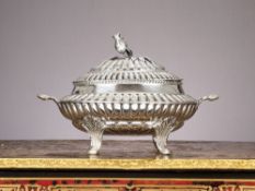 A LARGE SPANISH SILVER TUREEN AND COVER