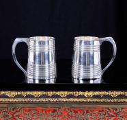 A PAIR OF GEORGE III STERLING SILVER MUGS, LONDON, C. 1795, MARKED FOR PETER & ANN BATEMAN
