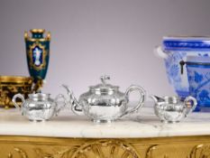 A LATE 19TH CENTURY CHINESE EXPORT SILVER TEA SET