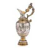 A FINE 19TH CENTURY SILVER GILT WINE EWER, ELKINGTON & CO. C. 1870