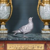A 19TH CENTURY SILVER LIFE-SIZE MODEL OF A WOOD PIGEON, GERMANY, C. 1890