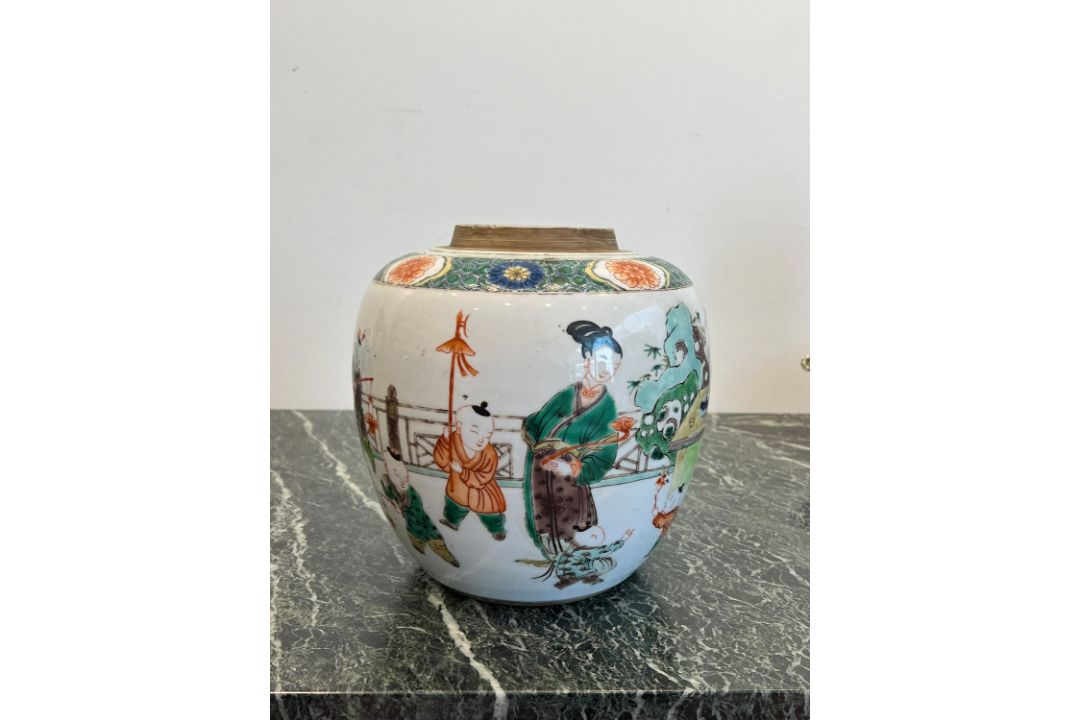 A CHINESE KANGXI FAMILLE VERTE PORCELAIN TEA JAR - Image 3 of 13