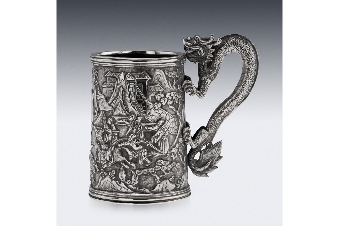 A RARE CHINESE EXPORT SOLID SILVER DRAGON MUG, SHAN JI C. 1900 - Image 22 of 25