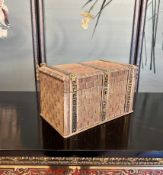 TAHAN, PARIS: A 19TH CENTURY CARVED WOOD, GILT BRASS AND ENAMEL TABLE CASKET