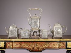 A MASSIVE LATE 19TH CENTURY SILVER TEA AND COFFEE SERVICE, GERMAN, C. 1880